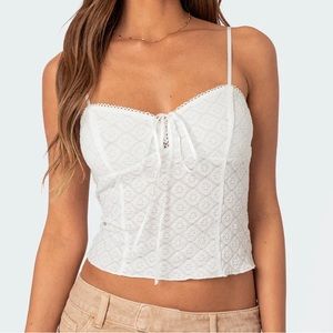 Edikted white textured lacey tank top
